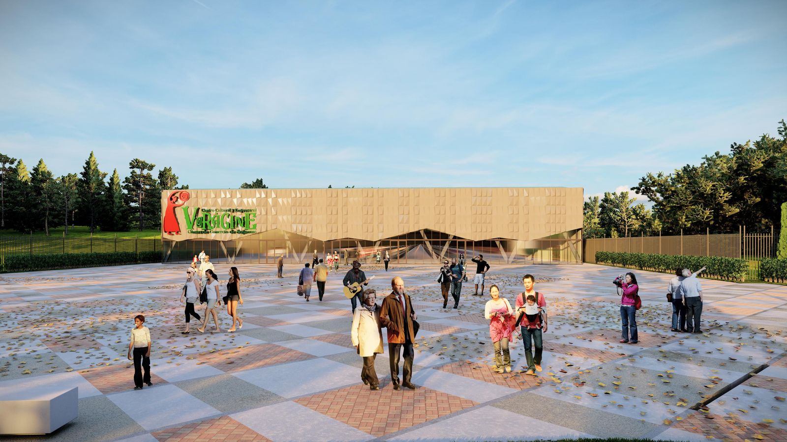 Plaza p&uacute;blica y pabell&oacute;n del Centro Cultural y Empresarial Vor&aacute;gine